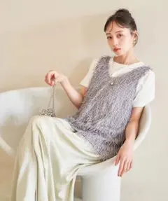 VIS フリンジノースリーブトップス