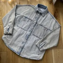 L　ZARA　ザラ　デニム　ジャケット　フェード　ライトブルー　カバーオール　M