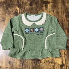 RAGMART ラグマート　ボア襟風　花プリント　トレーナー　90㎝　グリーン