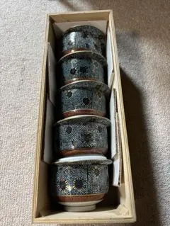 九谷焼 蓋付汲出揃 清峰造 青粒鉄仙 清峯堂 湯呑み 伝統工芸品 蓋付き