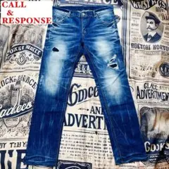 CALL & RESPONSE ダメージ加工 デニムパンツ　ストレッチデニムのサムネイル