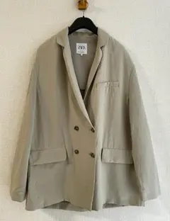 ★送料込み★ザラ　ZARA　リネン混オーバーサイズダブルジャケット♪