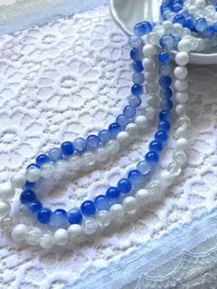 ガラスビーズ 夏空グラデーション2連 8ミリ クラック