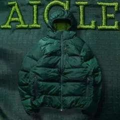 y2k AIGLE ダウン パーカー ライムグリーン アルパイン テック系 短丈