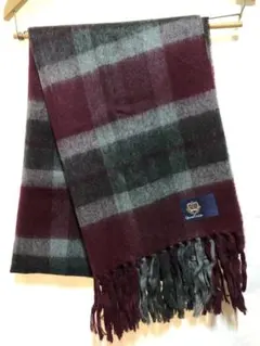 マフラー　queen textile チェック　バーガンディ 2411173