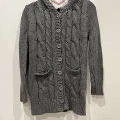 INGNI フード付きグレーケーブル編みニットカーディガン