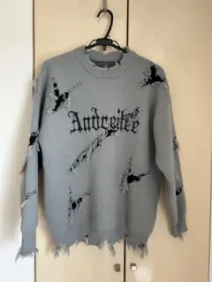 Andreilee グレー ダメージニット M