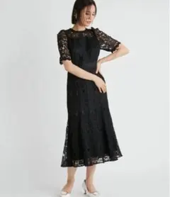 セルフォード CELFORD レースマーメイドワンピース 総レース ブラック