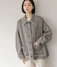 【美品】LOWRYS FARM ツィードシャツジャケット