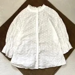 クラシカルエルフ ブラウス 長袖 花柄 刺繍 2way ホワイト M相当のサムネイル