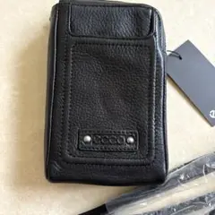【新品】ecco バガティスマートフォンホルダー ショルダー ポーチ シボ革　黒