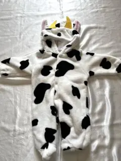 牛柄 もこもこフリース 着ぐるみ カバーオール 70cm