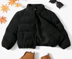 黒 コーデュロイ パディングジャケット