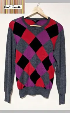 【Paul Smith】ニット/セーター/総柄/ダイヤモンドパターン/羊毛/美品