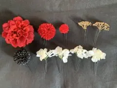 造花 髪飾り 成人式 卒業式などに ダリア 10点セット