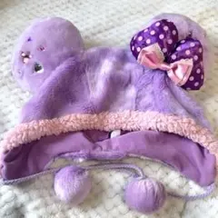 ディズニー　ファンキャップ　紫　ミニーちゃん　パープル