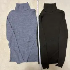 未使用に近い　ジーユー　GU リブ編みタートルネック2色セット グレー　ブラウン