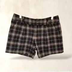 エニィファム　ショートパンツ　3／L　ブラウン系　チェック　カジュアル　ウール混のサムネイル