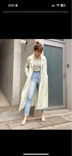 大人気♡完売品　rienda ライトトレンチコート ライトグリーン