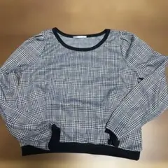 千鳥柄チェック柄 長袖トップスクロップド