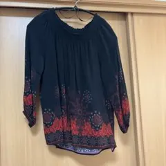 Desigual 黒　花柄 七分袖　ラグラン　ブラウス　表記M