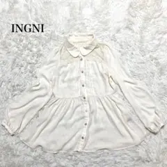 イング 長袖ブラウス シャツ レース フレア Aライン オフィスカジュアル 上品