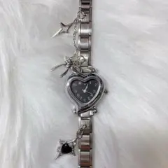 イタリアンブレスレット　時計　ブラック　リボン