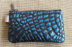 新品　青と黒のクロコダイル風コインケース