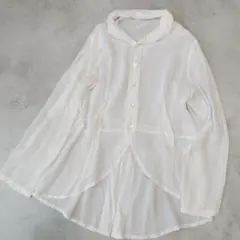 美品 クレッシェンドデュオ シアー ロング ブラウス ロング 白 ホワイト