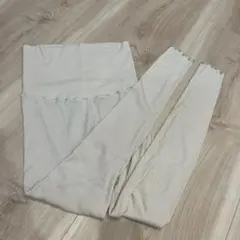 ホワイト リブ編み マタニティレギンス