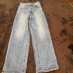 MOUSSY ワイドレッグデニム ライトブルー