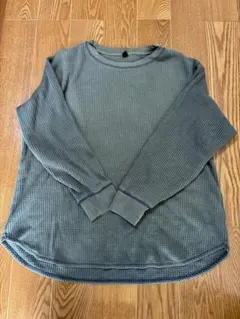 UNIQLO ワッフルクルーネック カーキ XL