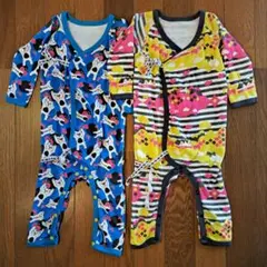 お値下げ★派手柄な長袖肌着ロンパース2枚組　80cm