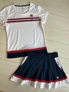 FILAフィラ＊フレアーシルエットスコートとホワイトのトップス、上下セットアップ