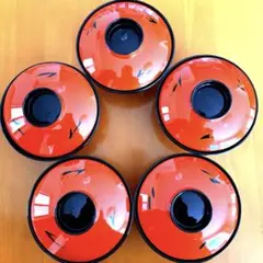 昭和レトロ赤い蓋つき汁椀 煮物用お椀5個セット