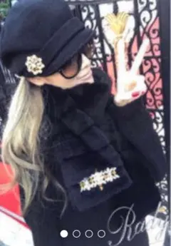 最終価格♡ 黒 フェイクファー ストール ビジュー付き