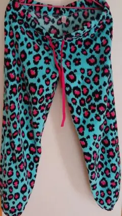 ヒョウ柄　レオパード　フリース　ジョガーパンツ 水色　メンズ　レディース