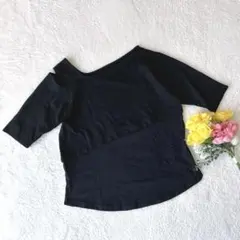 【アズールバイマウジー】半袖シャツ 肩見せ アシンメトリー シンプル お洒落