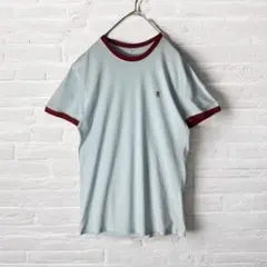 古着　リンガーTシャツ　リンガーtee　ワンポイント刺繍　ユニセックス　Lサイズ