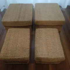 【廃盤】無印良品　アバカ　カゴ　蓋付き小物入れ　大2個＆中2個