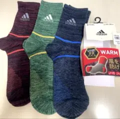アディダス adidasソックス☆新品☆3足セット【新品】WARM！断風　暖かい