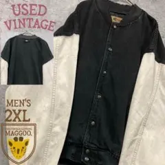 カナダ製☆US古着☆【デニム スタジャン/ブルゾン】ブラック メンズ2XL