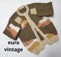 美品 ユーロヴィンテージ ニット カーディガン ハンドステッチ ウール