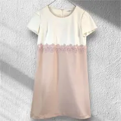 ギャラリービスコンティ ワンピース Aライン 上品 2 白×ピンク　半袖　697