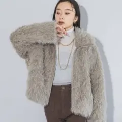 JEANASIS ジーナシス MIXカラーファーブルゾン　ベージュ