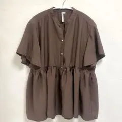 【美品】HK WORKS LONDON ティアードブラウス L ブラウンゆったり