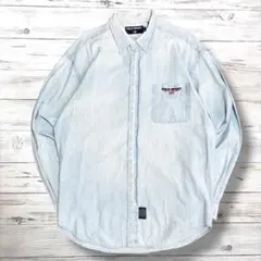 POLO SPORT ポロ 長袖シャツ 刺繍ロゴ ライトブルー XL 1952