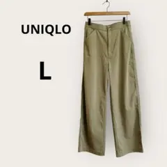 UNIQLO★ワイドフィットカーブツイルジャージーパンツ　オリーブ