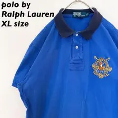 90s ポロバイラルフローレン　半袖ポロシャツ　ラガー　無地　ビッグポニー　XL