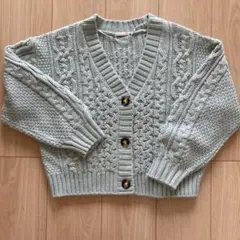 GU ミントグリーン ケーブルニットカーディガン